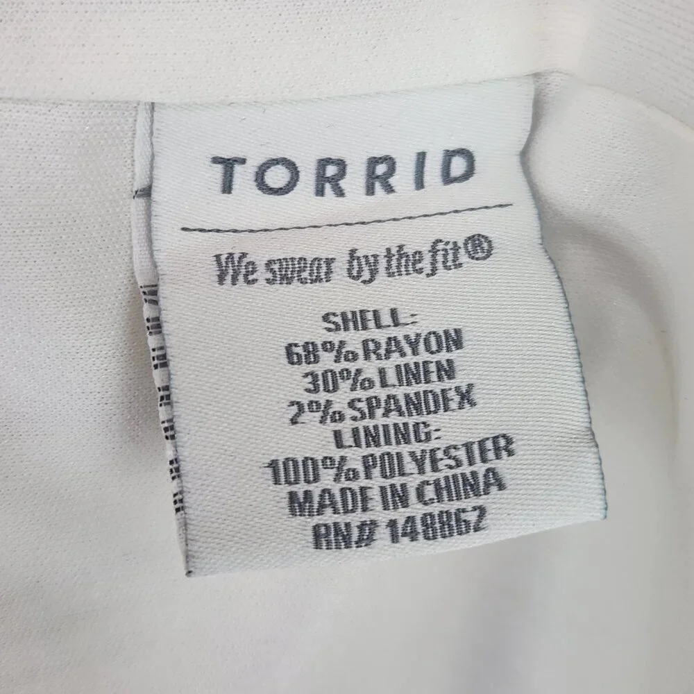 Torrid Linen Blend Two Button Long Line Blazer 1X Tan Ivory Stripe Coastal Chic